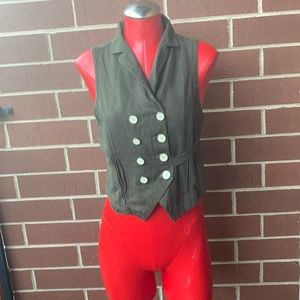 Nikolas K. Olive Green Button-Up Vest Sz. M